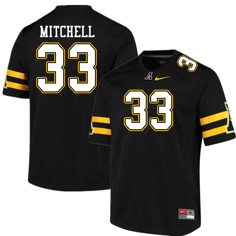 Men #33 Jordan Mitchell Appalachian State Mountaineers College Football Jerseys Sale-Black